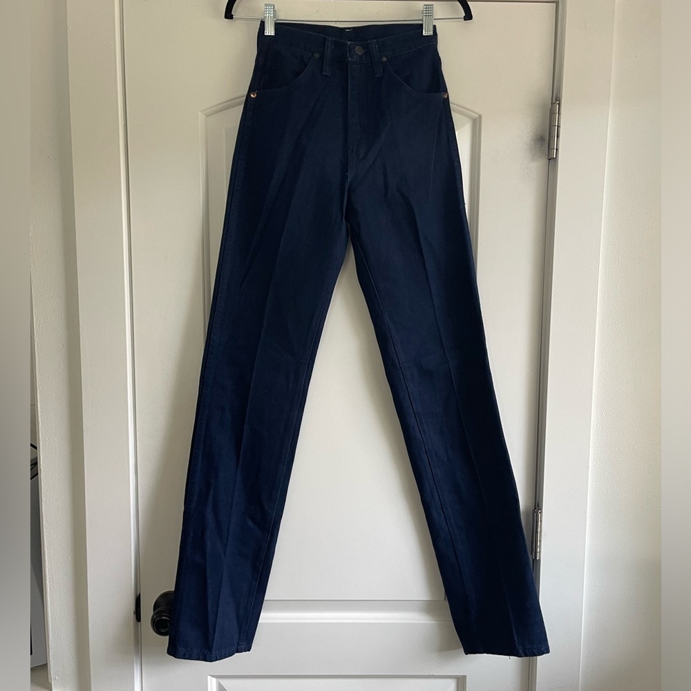 Deadstock Vintage Wrangler Cowboy Cut Straight Tapered Leg Dark Wash - Picture 4 of 11
